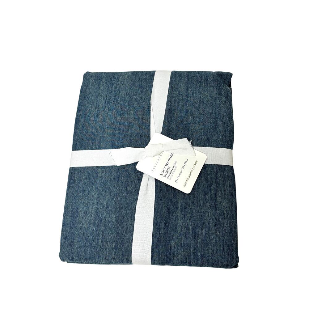 Pottery Barn Soft Washed Denim Shower Curtain Blue 72 x 72